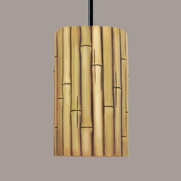 A19 Lighting Bamboo Pendant Natural - Black Cord & Canopy PN20301-NA-BCC-1LEDE26